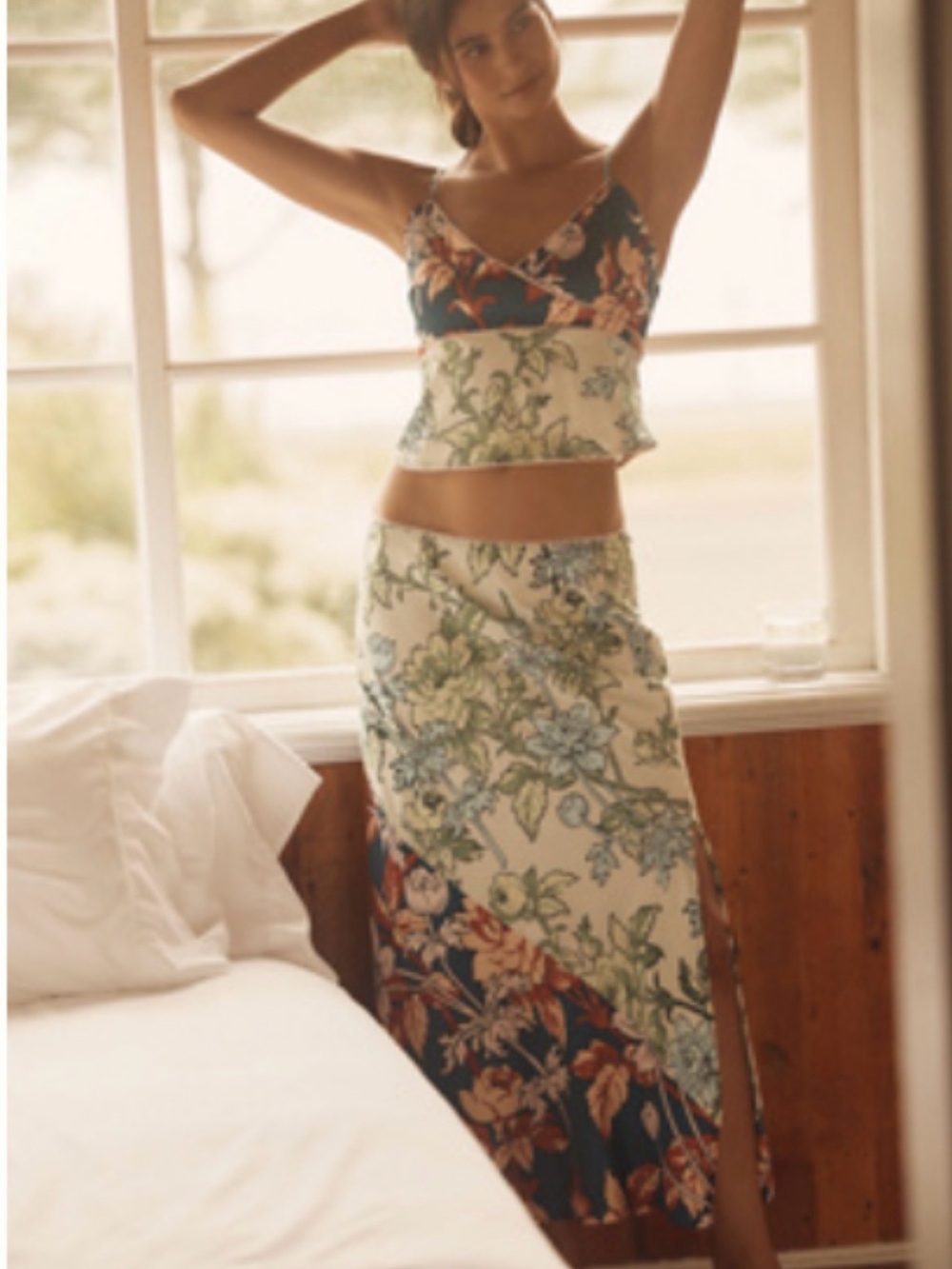 Anthropologie Lyrebird side-slit slip skirt